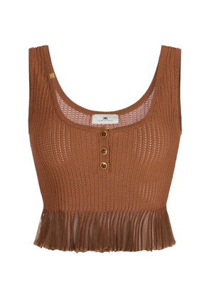 Elisabetta Franchi button ruffled tank top - Brown