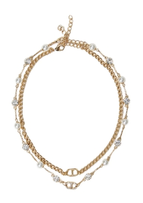 TWINSET Oval T rhinestone-embellished necklace - Gold