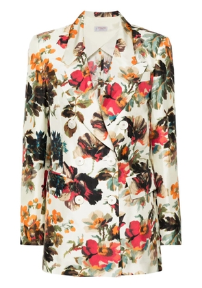 Alberto Biani floral-print silk blazer - Neutrals