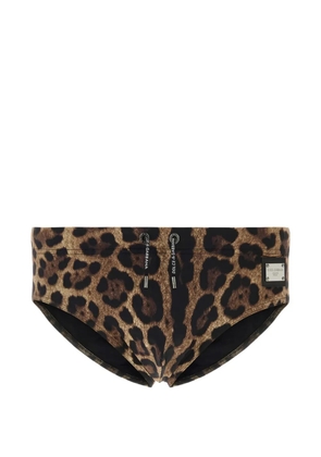 Dolce & Gabbana leopard-print swim briefs - Brown
