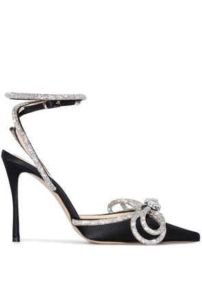 MACH & MACH crystal bow 110mm pumps - Black