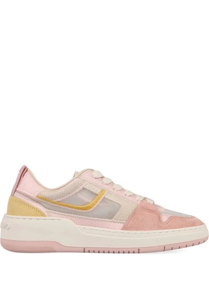 Ferragamo Mesh suede lace-up sneakers - Pink