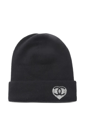 CHANEL Pre-Owned 1986 coco mark knit hat - Black