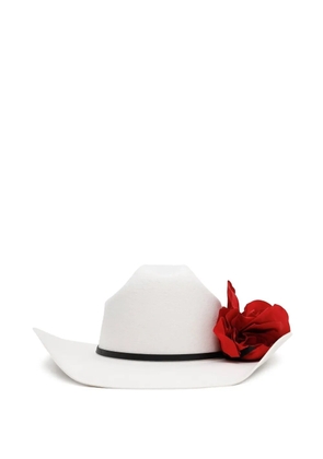 Willy Chavarria floral-appliqué hat - White