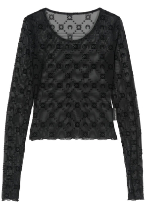Marine Serre flocked-monogram crop top - Black