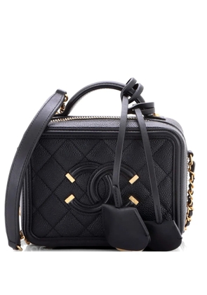 CHANEL Pre-Owned Filigree Vanity Case Quilted Caviar Small satchel - Black