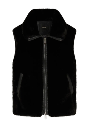 PINKO faux-fur zip-front vest - Black