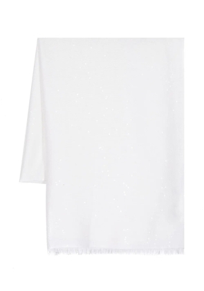 Brunello Cucinelli sequin-embellished frayed-hem scarf - White