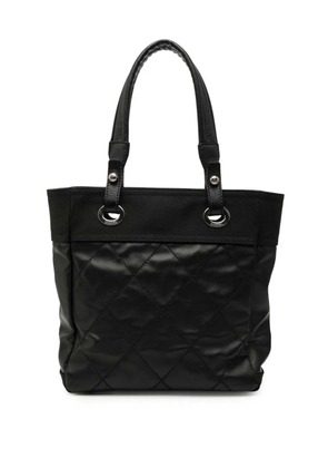 CHANEL Pre-Owned 2009-2010 Small Quilted Coated Canvas Paris Biarritz tote bag - Black