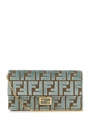 FENDI Baguette embroidered canvas clutch bag - Green