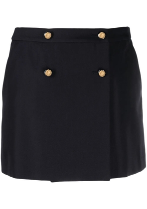 Alexander McQueen wool-cotton blend mini wrap skirt - Blue