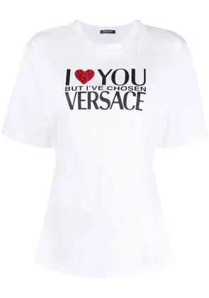 Versace slogan-print cotton T-shirt - White