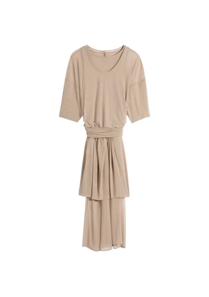 LEMAIRE double layer midi dress - Neutrals