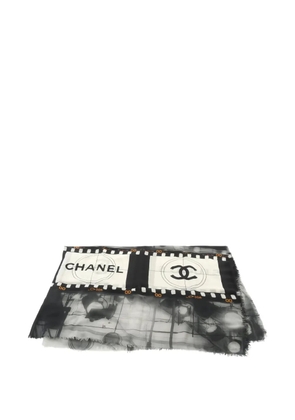 CHANEL Pre-Owned 1986 coco mark cashmere shawl - Black