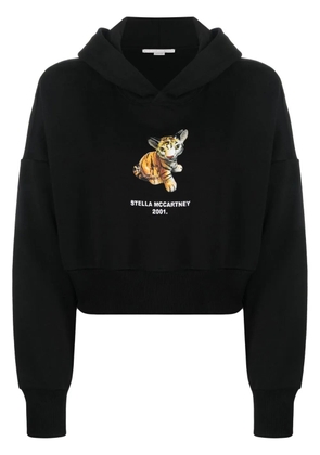 Stella McCartney tiger-print cropped hoodie - Black