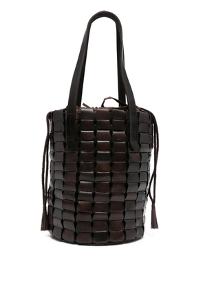 DRAGON DIFFUSION leather woven bucket bag - Brown