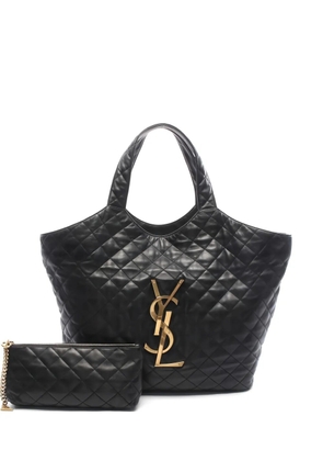 Saint Laurent Pre-Owned 2010s maxi Icare logo-detail tote bag - Black