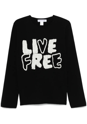 Comme Des Garçons Shirt Live Free-embroidered sweater - Black