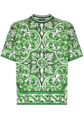 Dolce & Gabbana Majolica-print cotton T-shirt - Green