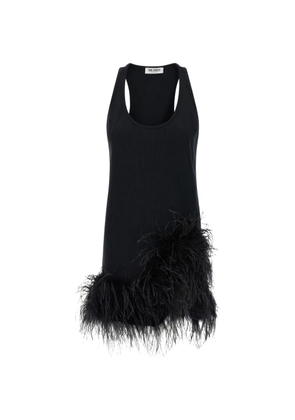 The Attico ribbed feather mini dress - Black