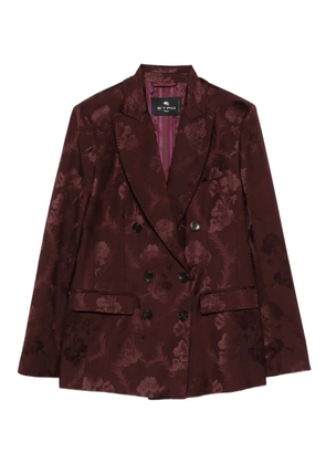 ETRO floral-jacquard double-breasted jacket - Red