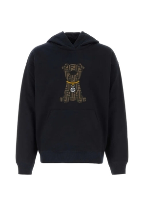 FENDI dog-motif cotton hoodie - Blue