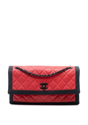 CHANEL Pre-Owned 2015-2016 Medium CC Bicolor Quilted Lambskin Grosgrain Single Flap shoulder bag - Black