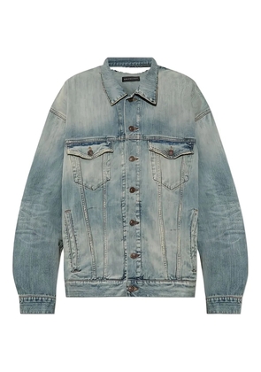 Balenciaga distressed detail denim jacket - Blue
