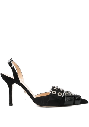 MACH & MACH 100mm buckle-detail pointed-toe pumps - Black