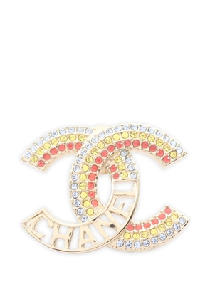 CHANEL Pre-Owned coco mark zirconia brooch - Gold
