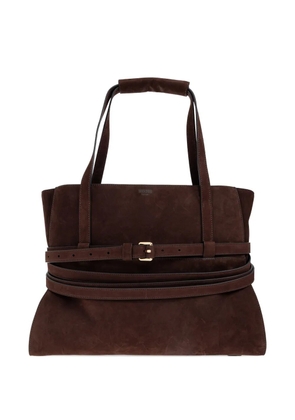 Moschino Tie Me belted suede tote bag - Brown