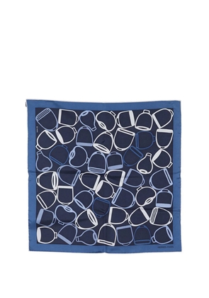 Hermès Pre-Owned 2021-2025 A Vos Etriers Pocket Square Silk Scarf 45 scarves - Blue