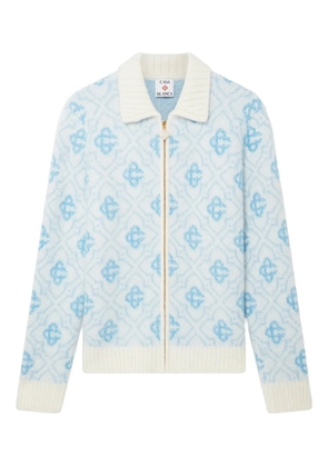 Casablanca pattern zip-up cardigan - Blue