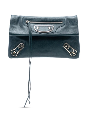 Balenciaga Pre-Owned 2014 Chevre Motocross Classic Metallic Edge Envelope clutch bag - Blue