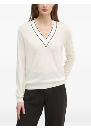 Mos Mosh V-neck trim-detail sweater - White