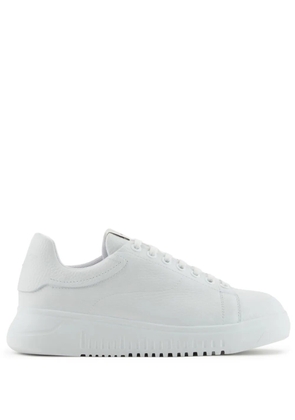 Emporio Armani grained-leather sneakers - White