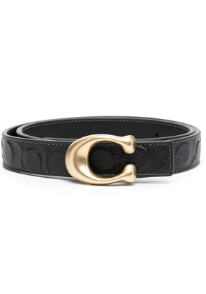 Coach logo-plaque buckle-fastening belt - Black