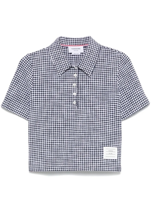Thom Browne gingham tweed polo top - Blue