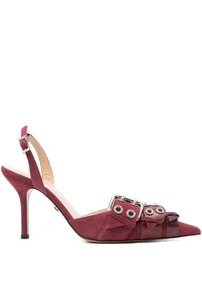 MACH & MACH 100mm buckle-detail eyelet pumps - Red