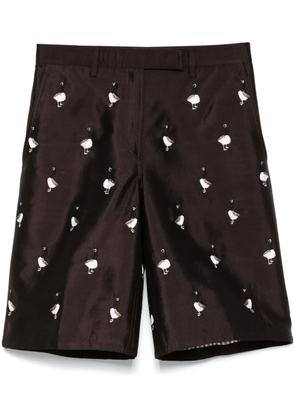 Thom Browne Goose-embroidered wide-leg shorts