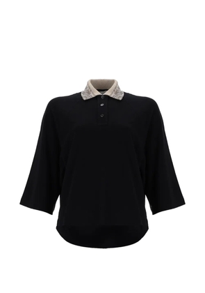 Brunello Cucinelli buttoned embellished polo shirt - Black