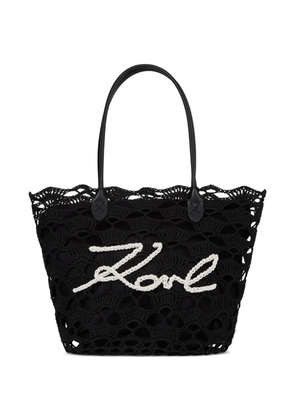Karl Lagerfeld Signature Fan beach bag - Black
