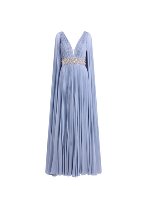 Jenny Packham Fesco embellished-waist pleated maxi dress - Blue