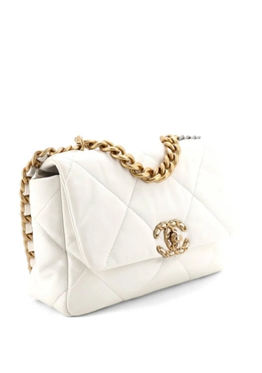 CHANEL Pre-Owned 19 Flap Bag Quilted Leather Medium crossbody bag - White