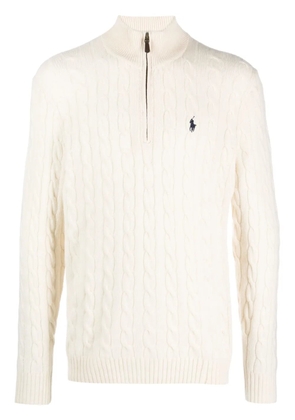 Polo Ralph Lauren logo-embroidered wool-blend jumper - Neutrals