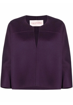 Valentino Garavani V-neck cropped-sleeve knitted top - Purple