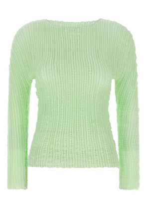 Issey Miyake pleated boat-neck top - Green