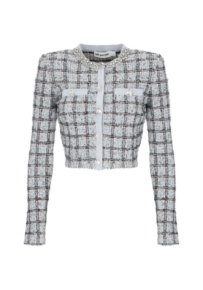 Self-Portrait check-pattern cardigan - Blue