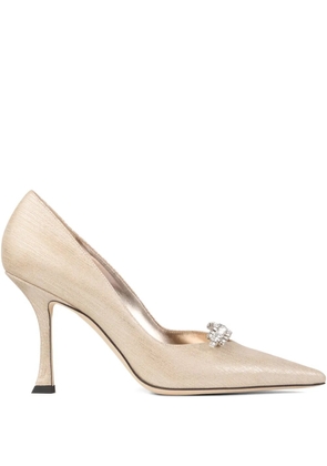 Jimmy Choo 90mm Belinda crystal-embellished pumps - Gold