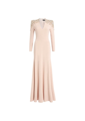 Jenny Packham Nila beaded V-neck maxi dress - Pink